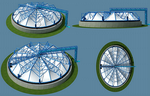 反吊膜结构污水处理池集气罩