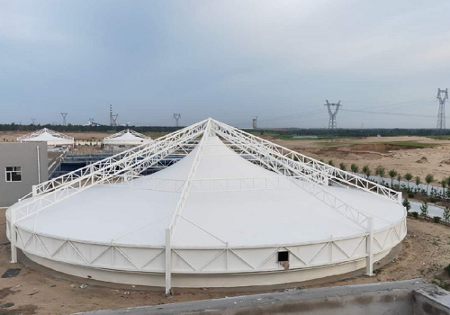  Sewage pool reverse hanging membrane capping and sealing